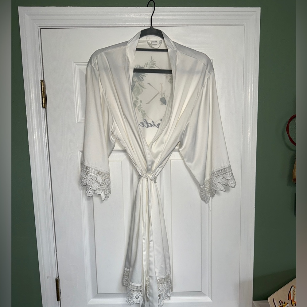 White Satin Bridal Robe - Picture 5 of 6